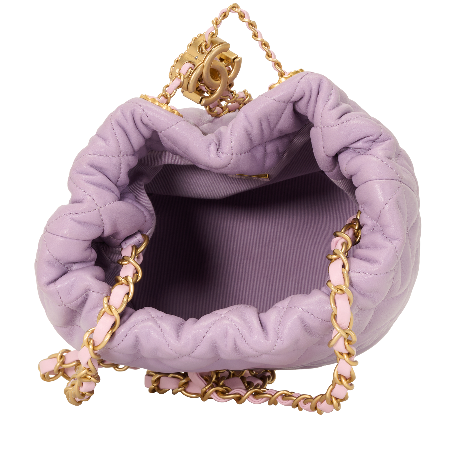 CC Diamond-Quilted Bucket Bag, &pound;3,500, Handbags, Purple, Leather, Other view